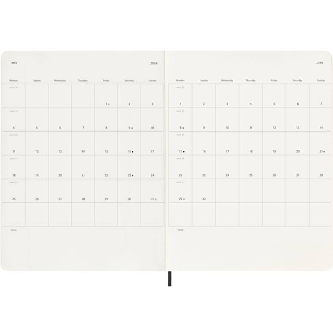 Agenda 2026 Moleskine 12M Planner Weekly 7dagen/1pagina XL sc black