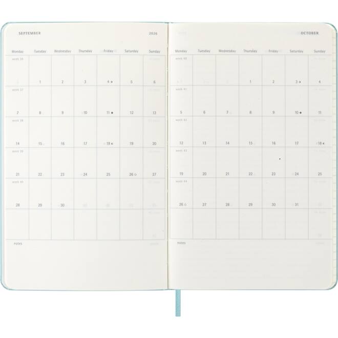 Agenda 2026 Moleskine 12M Planner Weekly 7dagen/1pagina large hc aquamarine