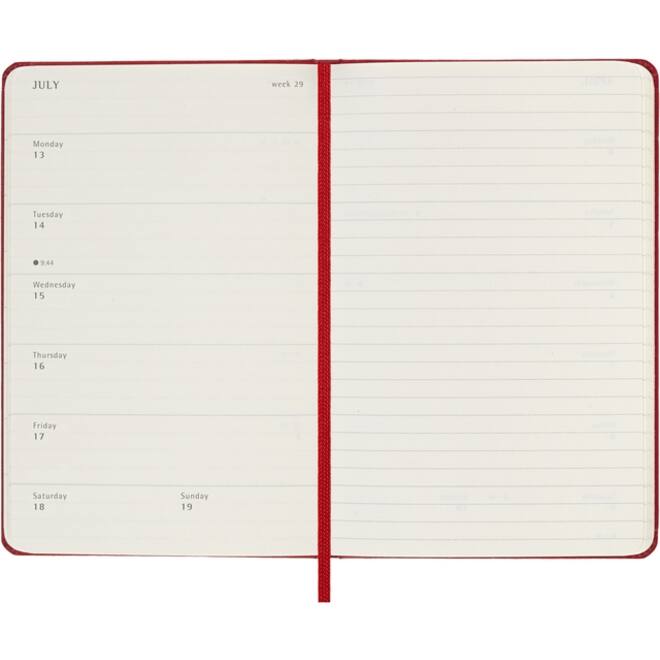 Agenda 2026 Moleskine 12M Planner Weekly 7dagen/1pagina pocket hc scarlet red