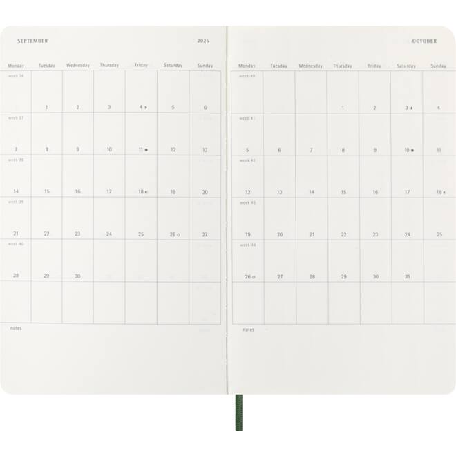 Agenda 2026 Moleskine 12M Planner Weekly 7dagen/1pagina large sc myrtle green