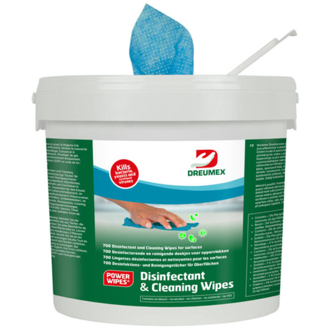 Desinfectiedoekjes Dreumex Disinfectant & Cleaning emmer 700 stuks blauw