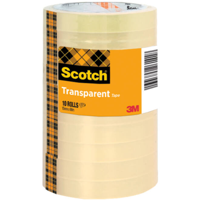 Plakband Scotch 508 15mmx66m transparant 10 rollen