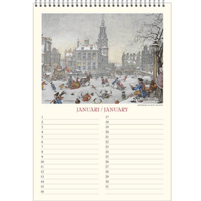 Verjaardagskalender Anton Pieck Zicht op haven A4