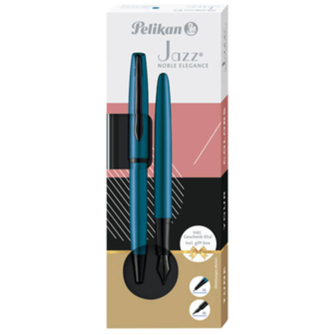 Schrijfset Pelikan Jazz Noble Elegance K36+P36 medium aquamarine