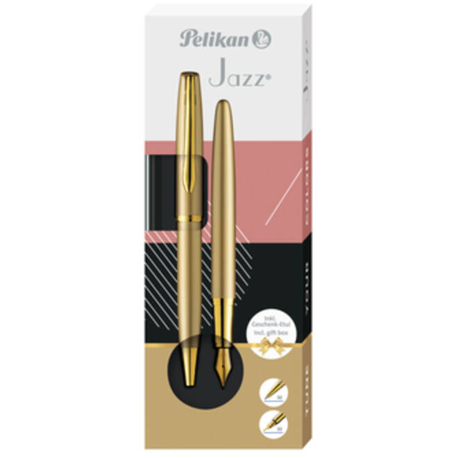 Schrijfset Pelikan Jazz Noble Elegance K36+P36 medium gold