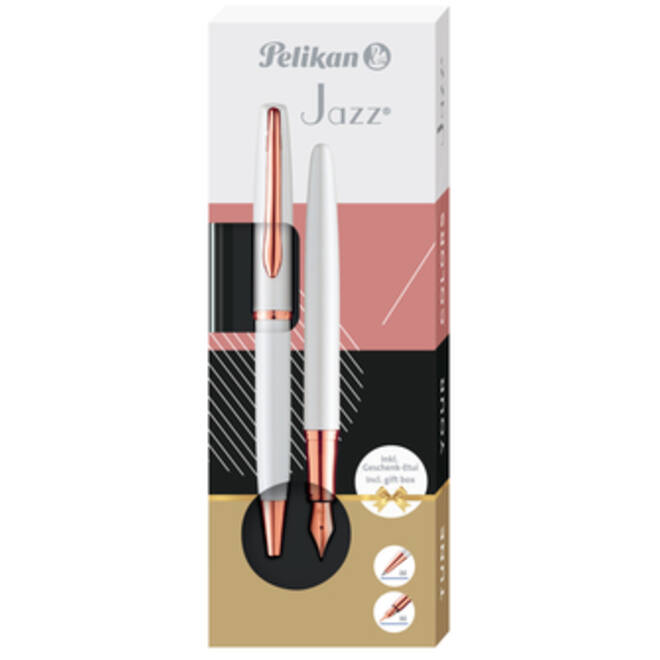 Schrijfset Pelikan Jazz Noble Elegance K36+P36 medium pearl