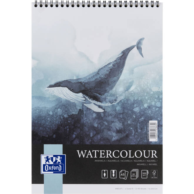 Aquarelblok Oxford Watercolour A5 20 vel 300 gram spiraal