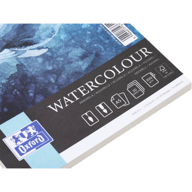Aquarelblok Oxford Watercolour A5 20 vel 300 gram spiraal