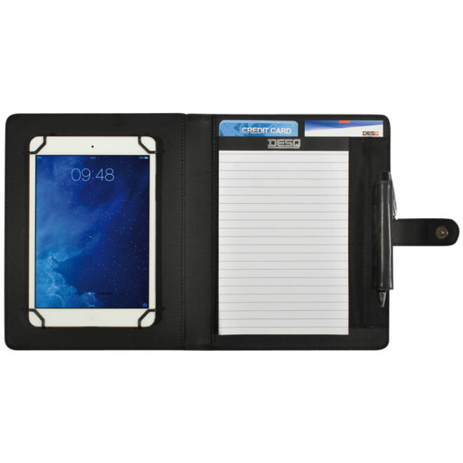Schrijfmap DESQ voor tablet 7"-10" met sluitclip zwart