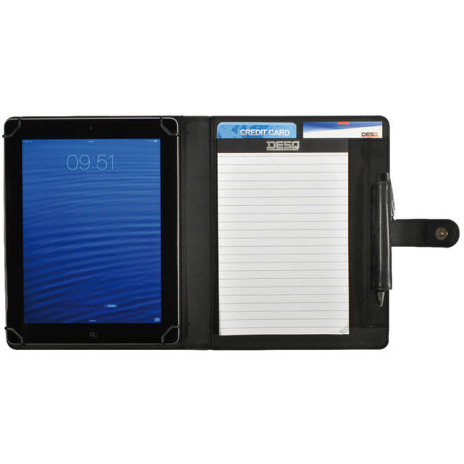 Schrijfmap DESQ voor tablet 7"-10" met sluitclip zwart