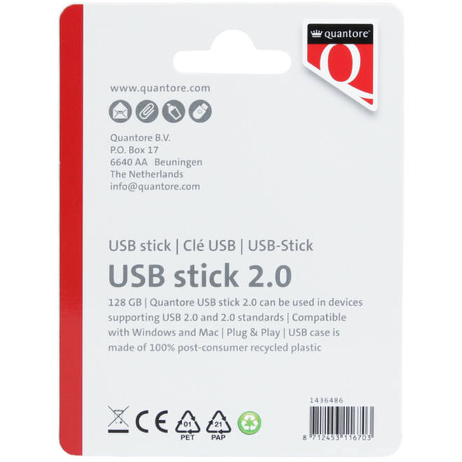 USB-stick Quantore 128GB 2.0 zwart