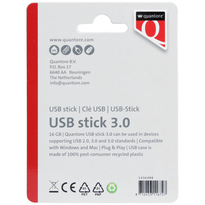 USB-stick Quantore 16GB 3.0 zwart