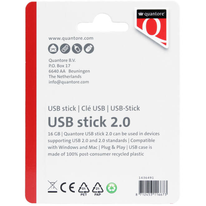 USB-stick Quantore 16GB 2.0 zwart