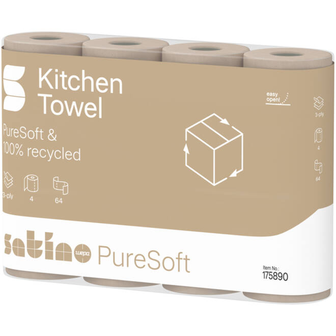 Keukenrol Satino PureSoft 3-laags 4x64 vel naturel 175890