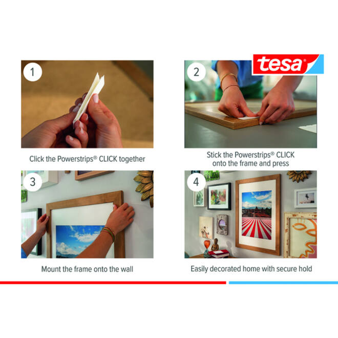 Kleefstip tesa&nbsp;Powerstrips&nbsp;Click Medium 16 paar wit