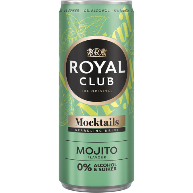 Mocktails Royal Club mojito 0% suiker en alcohol blik 250 ml