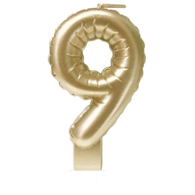 Foil balloon candle gold 9