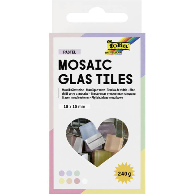 Mozaieksteentjes Folia 10x10mm glas pastel assorti