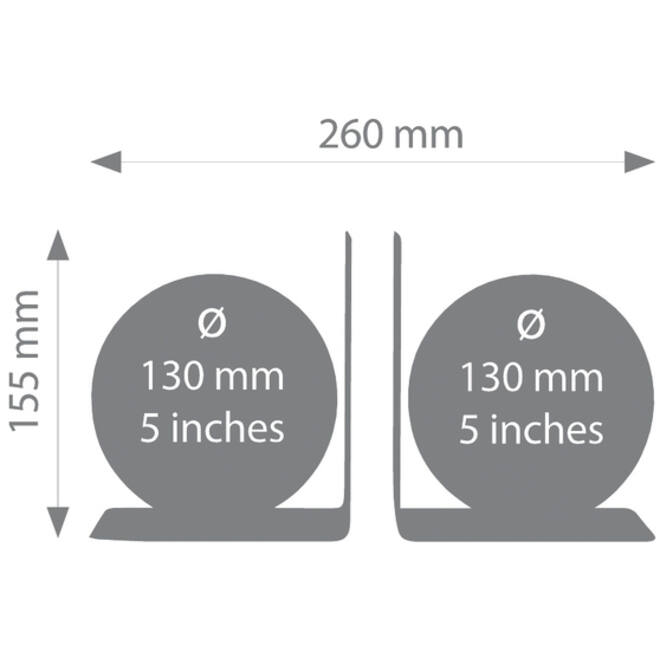 Boekensteun Troika met magnetische globes 13cm set à 2 stuks zwart