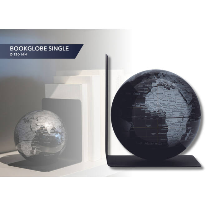 Boekensteun Troika met magnetische globe 13cm zwart-zilver