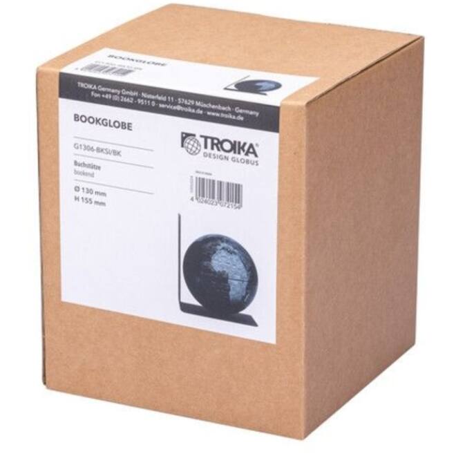Boekensteun Troika met magnetische globe 13cm zwart-zilver