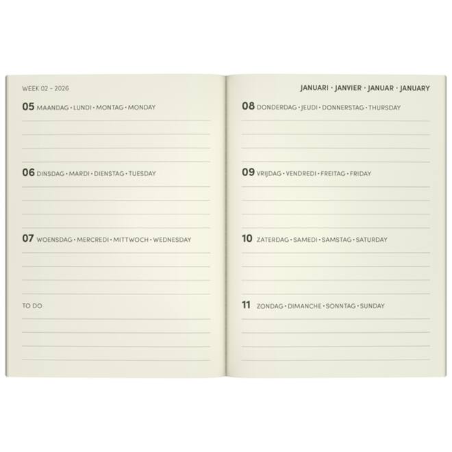 Agenda 2026 Lannoo 110x150 Flowers watercolour 7dagen/2pagina's blauw