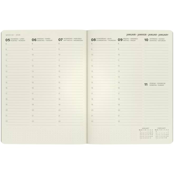 Agenda 2026 Lannoo bureau A5 QC Colour 7dagen/2pagina's blauw