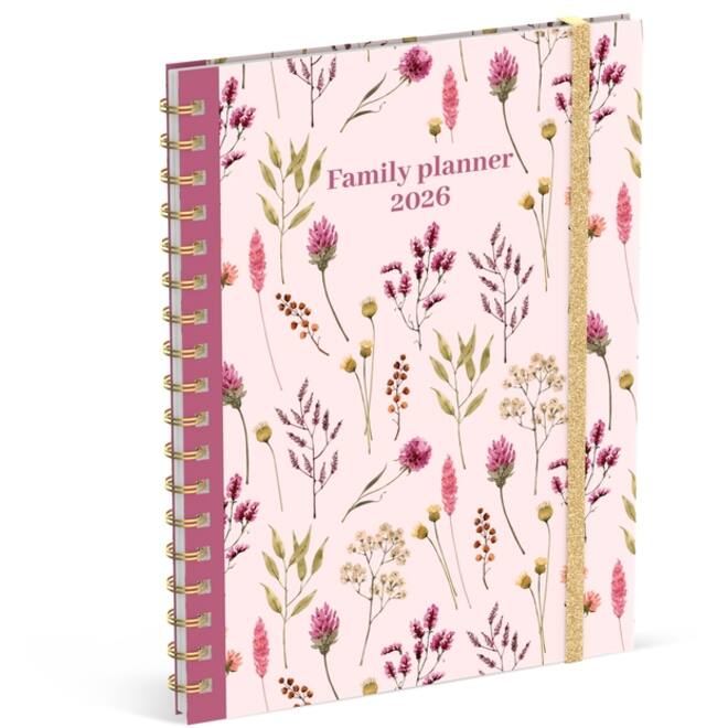 Familieagenda 2026 Lannoo 180x240 Flowers bouquet 7dag/2pag roze