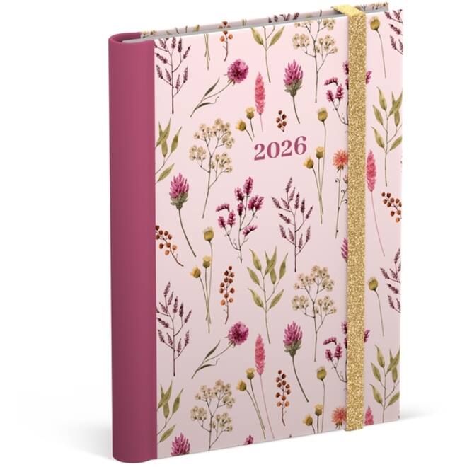 Agenda 2026 Lannoo 120x160 Flowers bouquet 7dagen/2pagina's roze