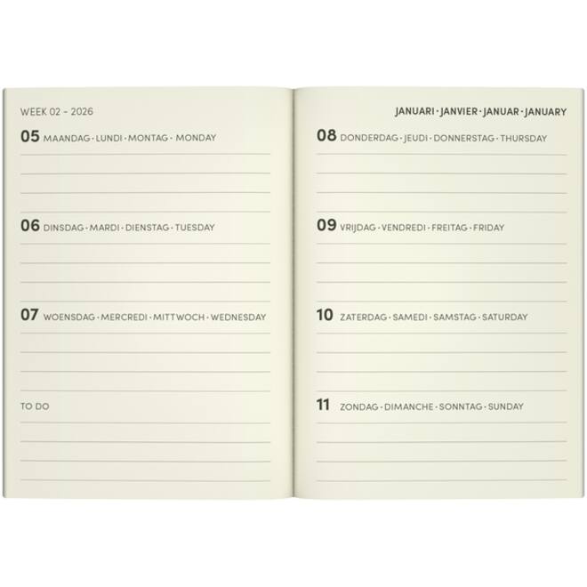 Agenda 2026 Lannoo pocket Flowers Bouquet 7dagen/2pagina's roze