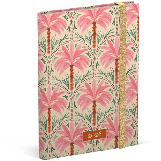 Agenda 2026 Lannoo 120x160 Exotic palms 7dagen/2pagina's roze