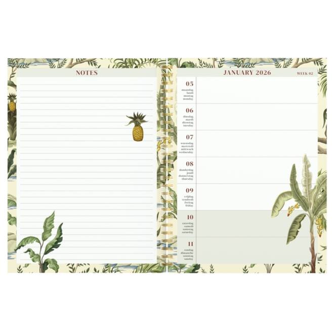 Agenda 2026 Lannoo bureau 170x230 Botanic 7dagen/2pagina's wit groen