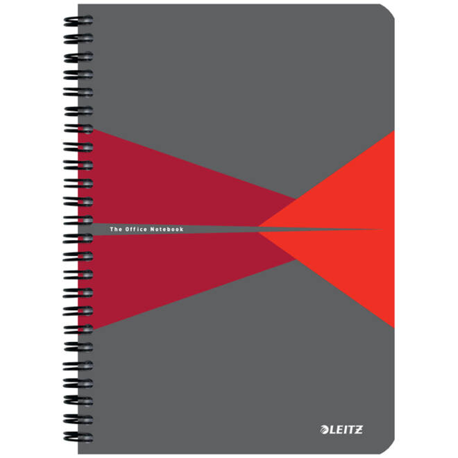 Notitieboek Leitz Office A5 lijn 180 pagina's 80gr grijs rood