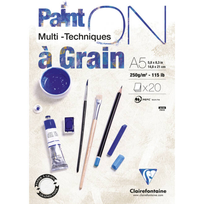 Tekenblok Clairefontaine Paint On A5 gekorreld 20 vel 250gr