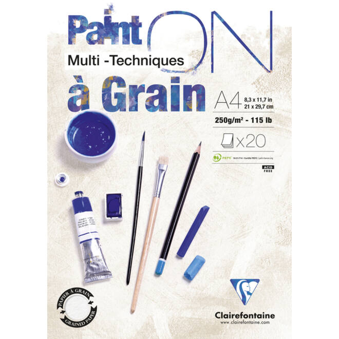 Tekenblok Clairefontaine Paint On A4 gekorreld 20 vel 250gr