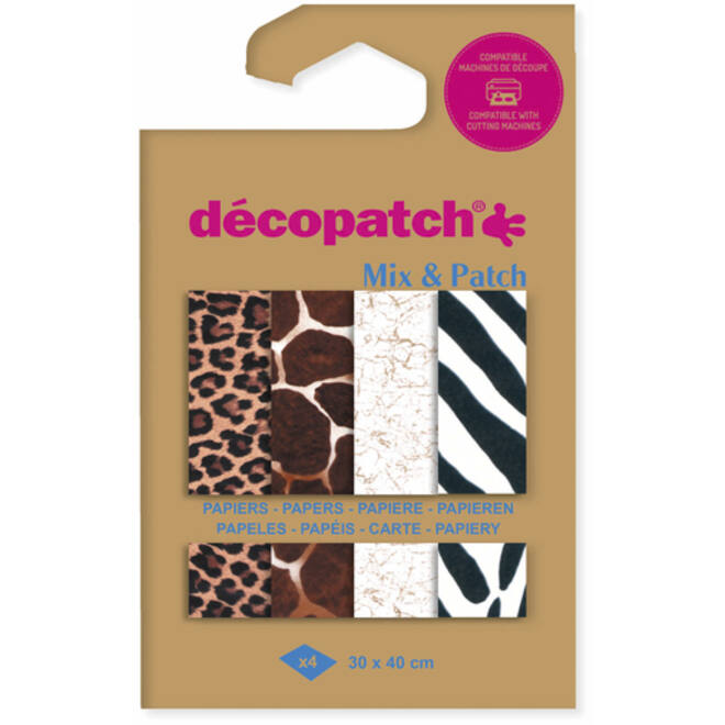 Hobbypapier Décopatch 30x40cm set à 4 vel thema dierenhuid
