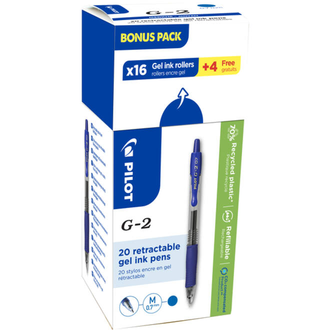 Gelschrijver PILOT BL-G2-7 medium blauw 16+4 gratis