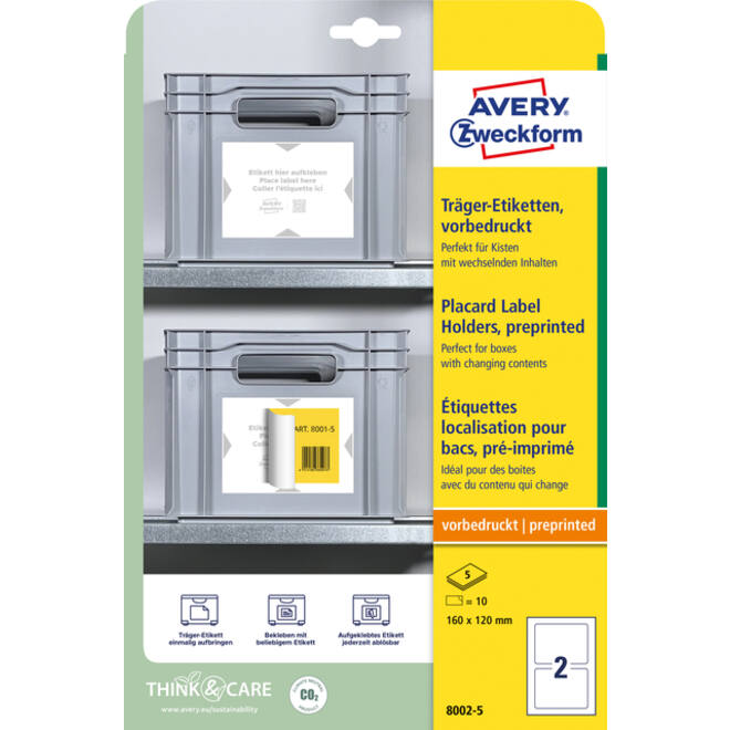 Positioneeretiket Avery Zweckform 8002 160x120mm bedrukt 10 etiketten