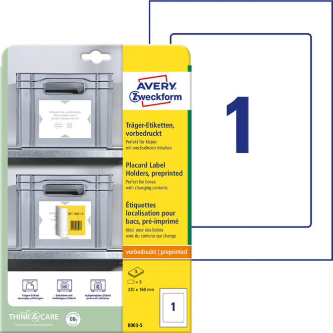 Positioneeretiket Avery Zweckform 8003 220x160mm bedrukt 5 etiketten