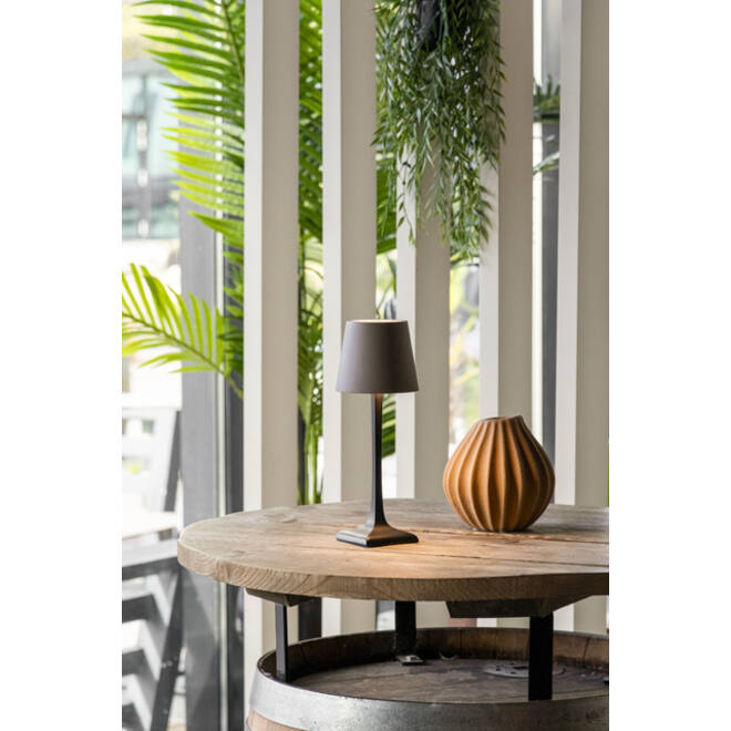 Tafellamp Securit Milano LED oplaadbaar dimbaar taupe-zwart