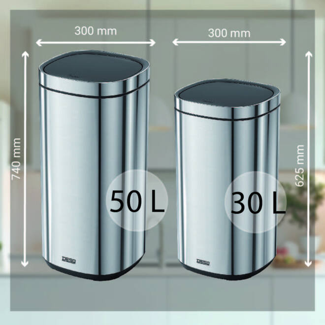 Afvalbak Desq Touch 30 liter RVS zilver