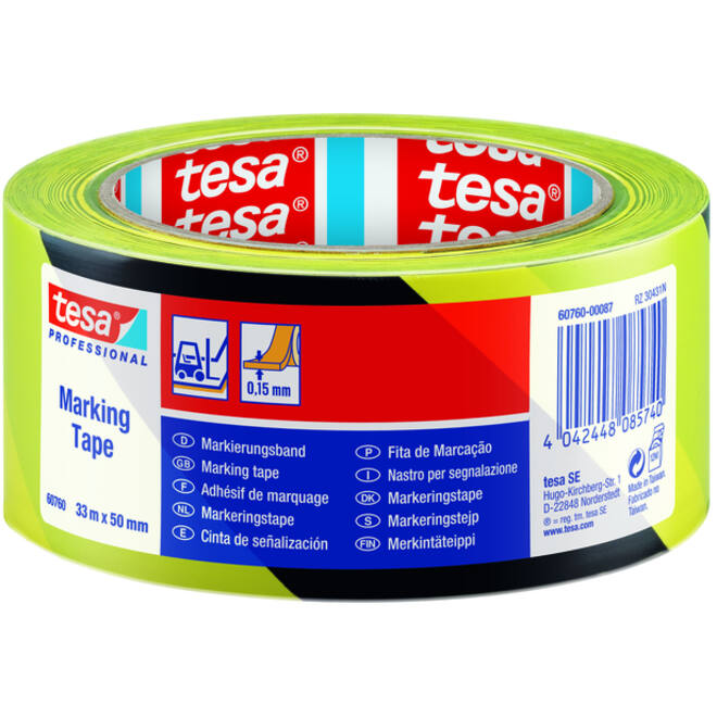 Markeringstape tesa® Professional 60760 PV1 50mmx33m geel-zwart
