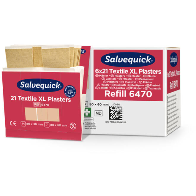 Pleisters Salvequick textiel extra groot 6x 21 stuks