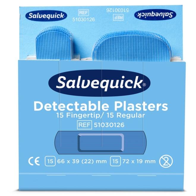 Pleisters Salvequick blauw detectabel mix 6x 30 stuks