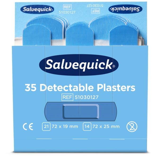Pleisters Salvequick blauw detectabel refill 6x 35 stuks