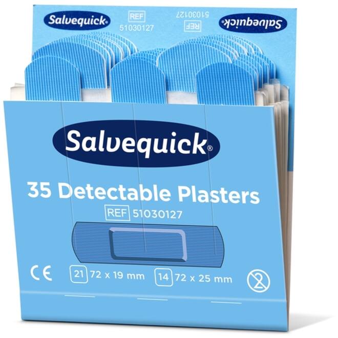 Pleisters Salvequick blauw detectabel refill 6x 35 stuks