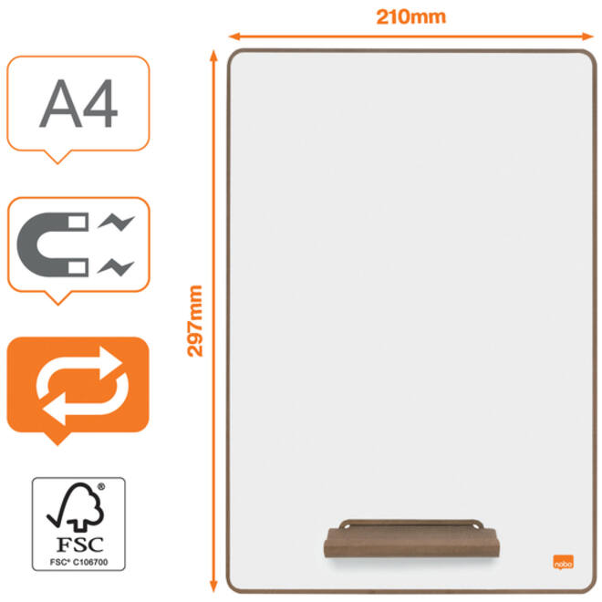 Whiteboard Nobo A4 mini 4 stuks