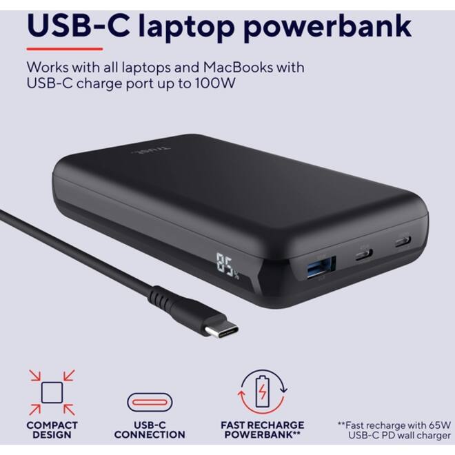 Powerbank Trust Laro laptop 100W