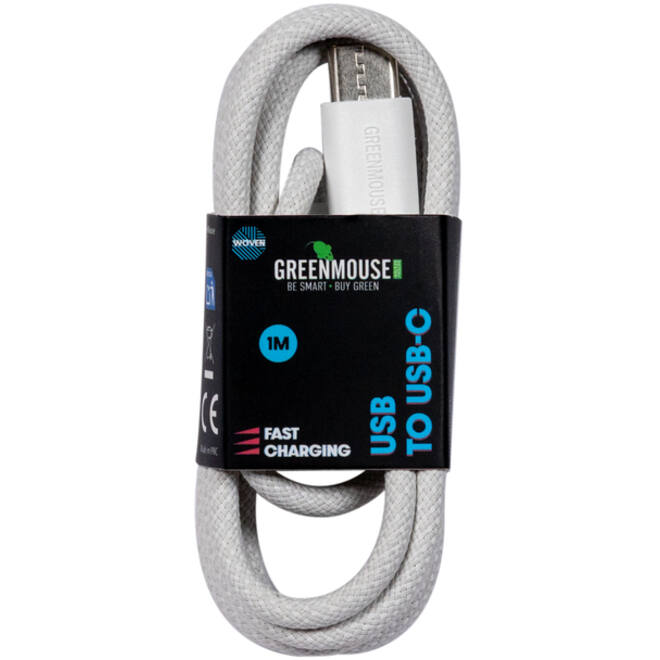 Kabel Green Mouse USB-A to USB-C data Woven 1m
