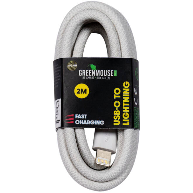 Kabel Green Mouse USB-C to Lightning data Woven - 2m